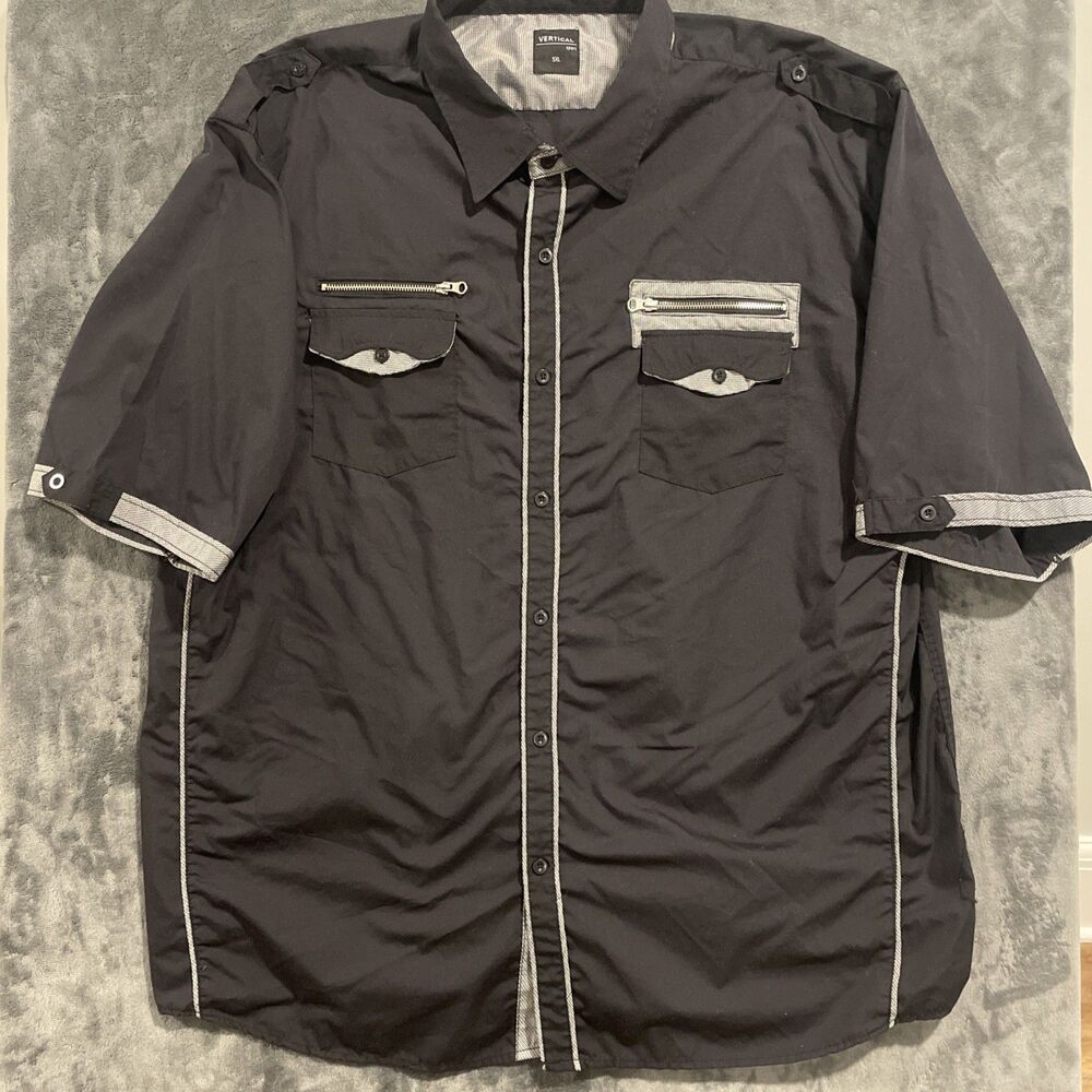 Vertical Sport Men's 5XL Dark gray Button-Up Short-sleeve Shirt Casual